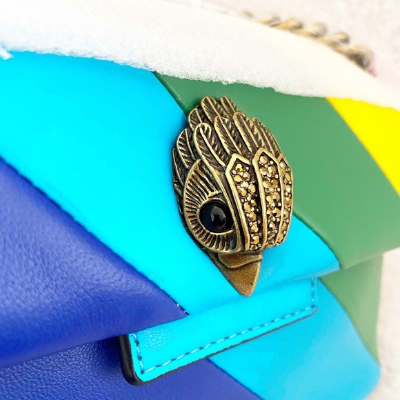 Kurt Geiger London Leather Mini Kensington Rainbow Stripe Crossbody Bag NWT - Picture 6 of 11